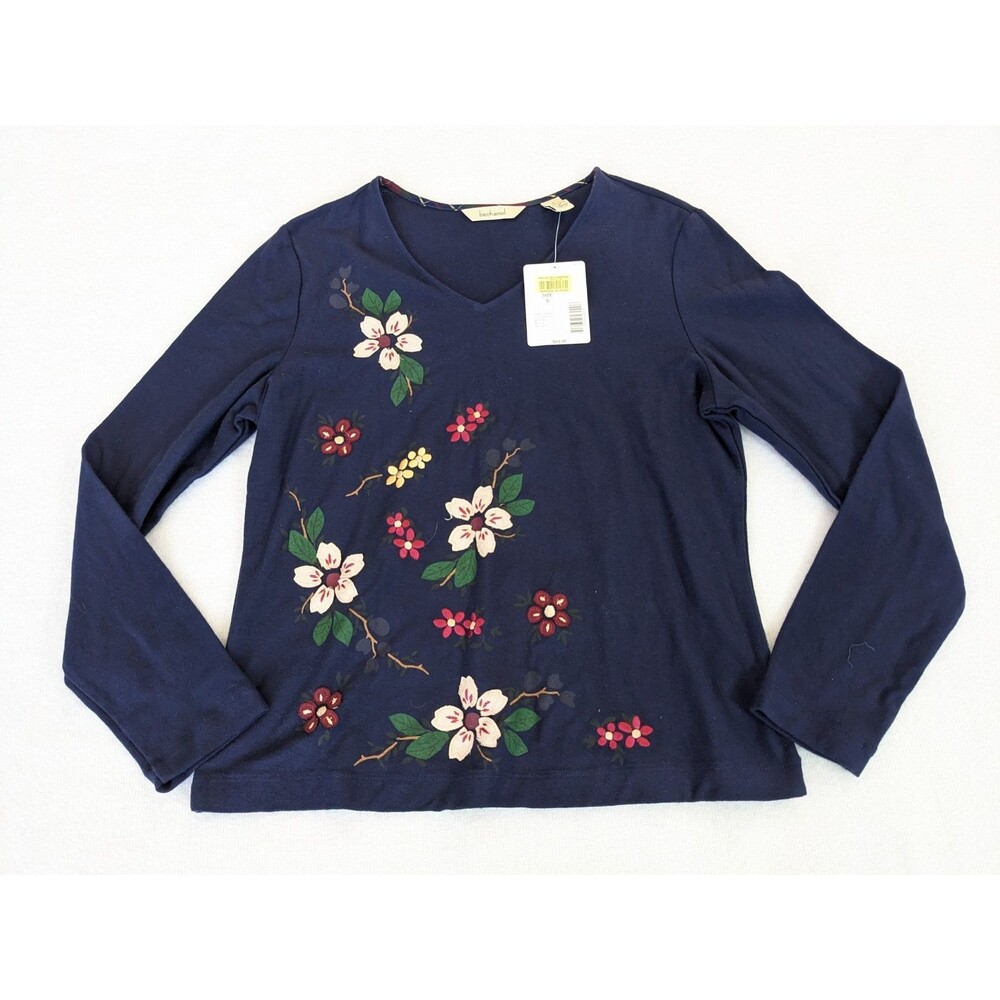 New Bechamel Women's Floral Blue Long Sleeve Cotton Shirt Size Small